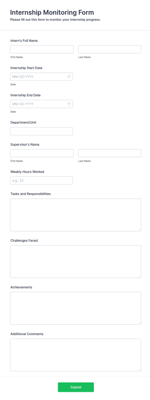 Internship Monitoring Form Template