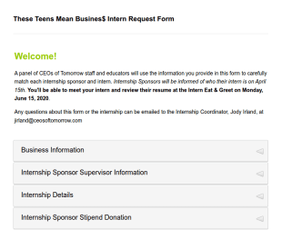 Internship Sponsor Application Form Template