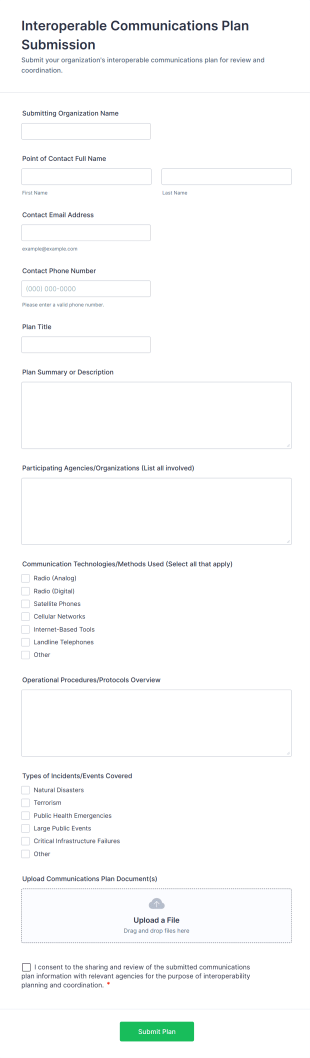 Interoperable Communications Plan Submission Form Template