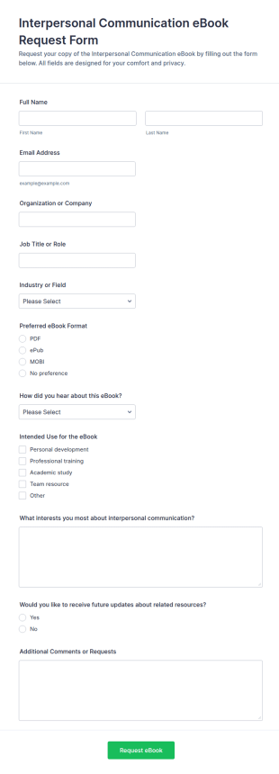 Interpersonal Communication EBook Request Form Template