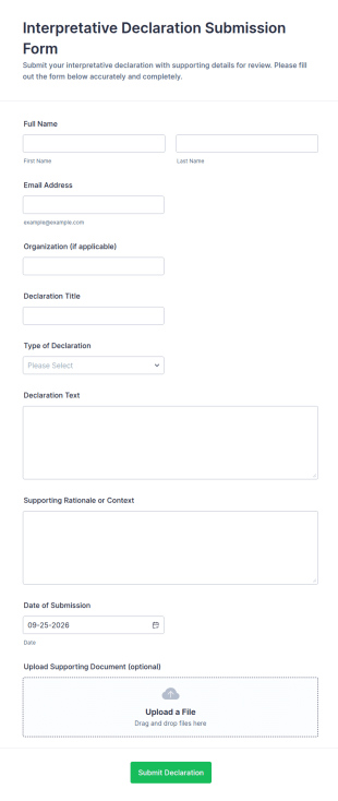 Interpretative Declaration Submission Form Template