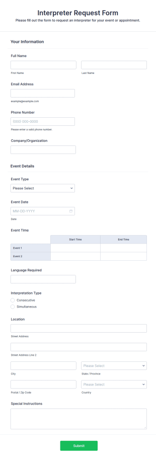 Interpreter Request Form Template