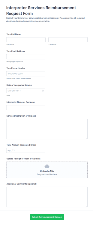 Interpreter Services Reimbursement Request Form Template