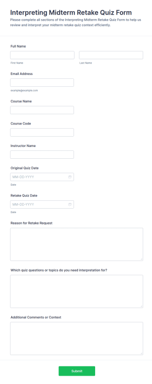 Interpreting Midterm Retake Quiz Form Template