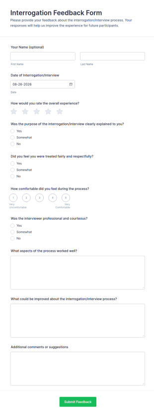 Interrogation Feedback Form Template