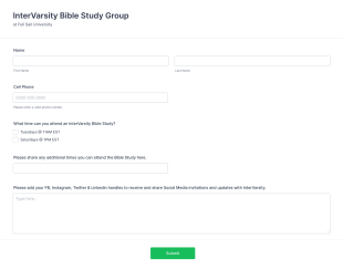 InterVarsity Bible Study Group Form Template