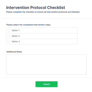 Intervention Protocol Checklist Form Template