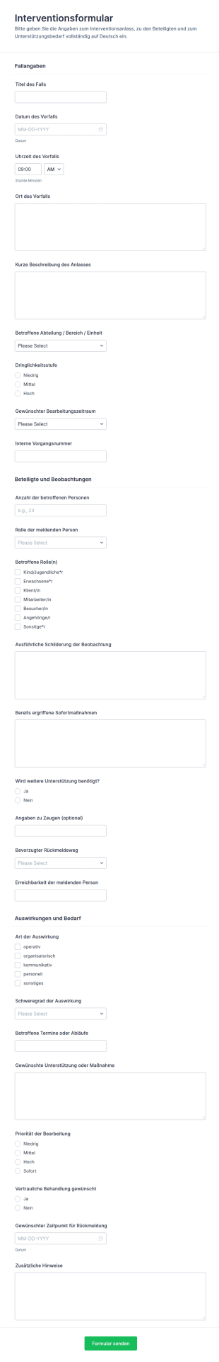 Interventionsformular