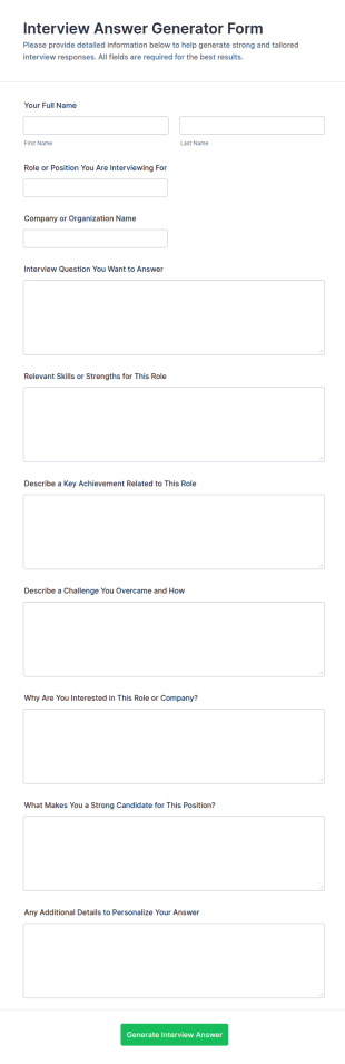 Interview Answer Generator Survey Form Template