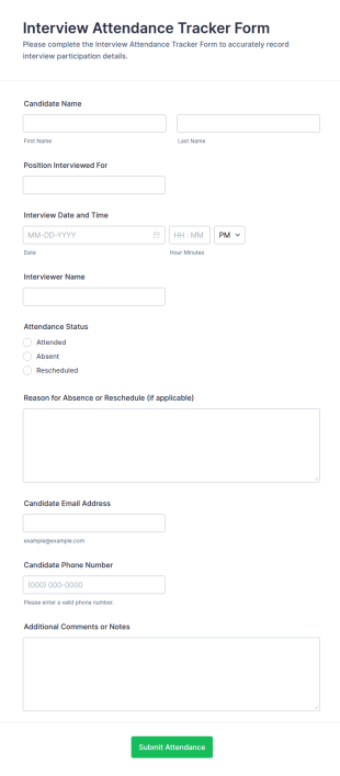 Interview Attendance Tracker Form Template