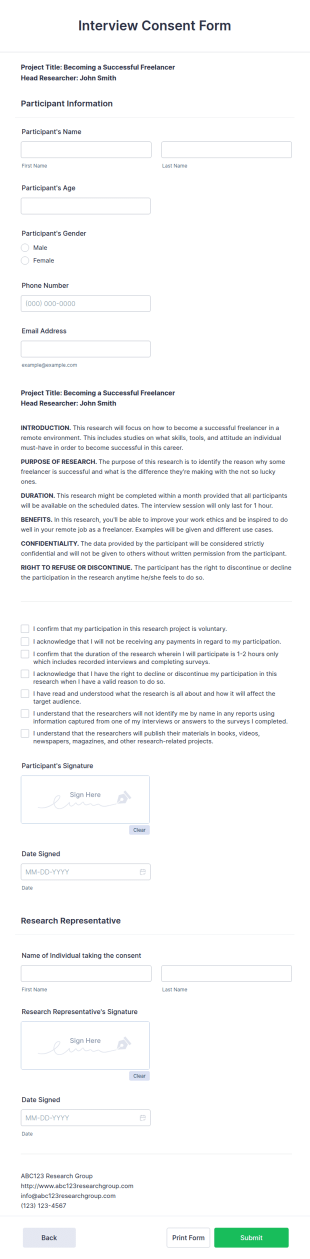 Interview Consent Form Template