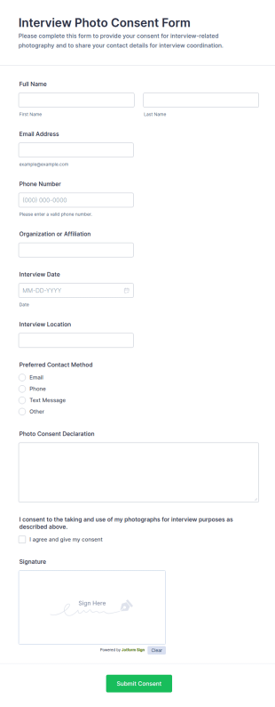 Interview Photo Consent Form Template