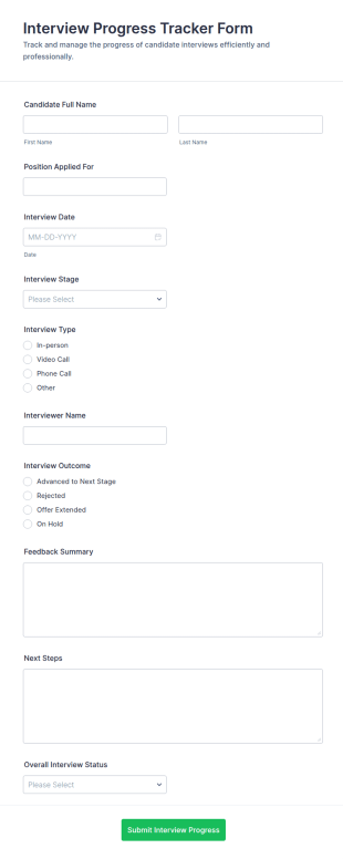 Interview Progress Tracker Form Template