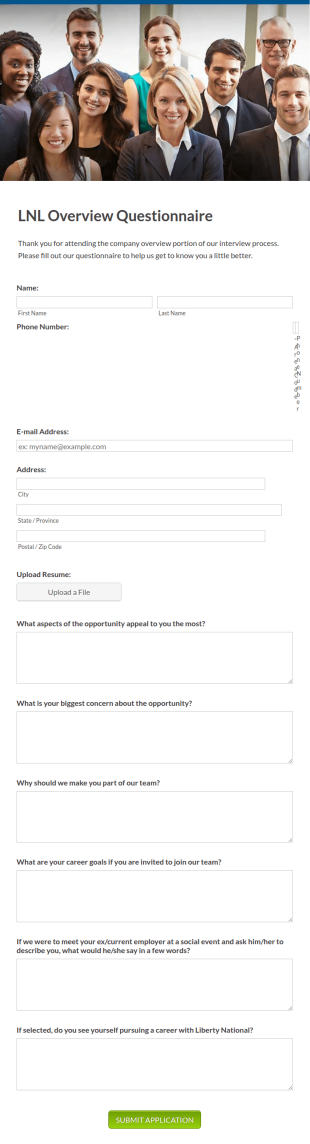 Interview Questionnaire Form Template