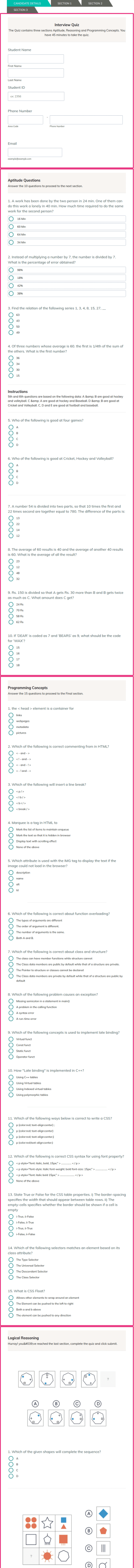 Software Developer Interview Quiz Template