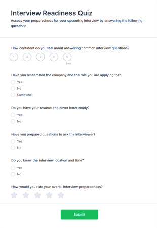 Interview Readiness Quiz Form Template