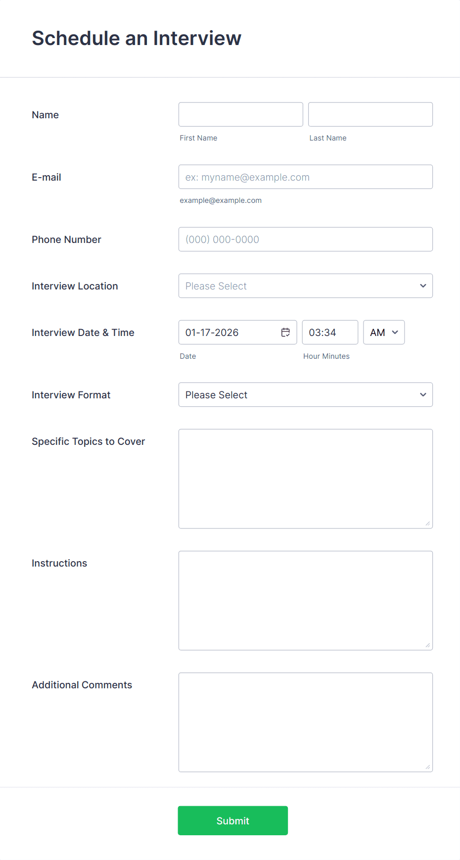Interview Schedule Form Template | Jotform