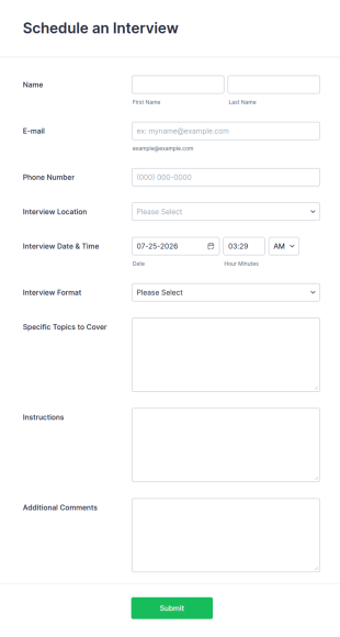 Interview Schedule Form Template