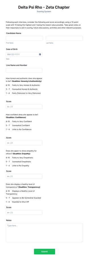 Interview Scorecard Form Template