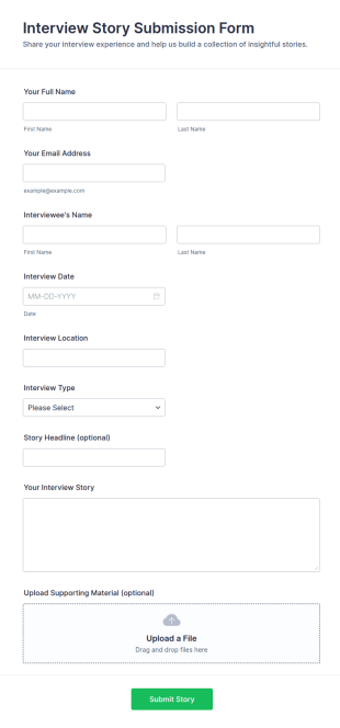 Interview Story Submission Form Template