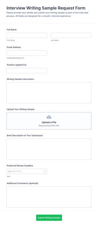 Interview Writing Sample Request Form Template
