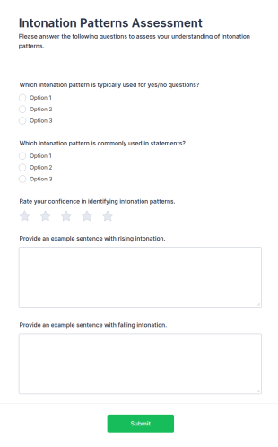 Intonation Patterns Assessment Form Template