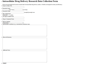 Intracellular Drug Delivery Research Data Collection Form Template