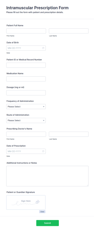 Intramuscular Prescription Form Template