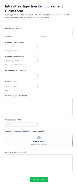 Intravitreal Injection Reimbursement Claim Form Template