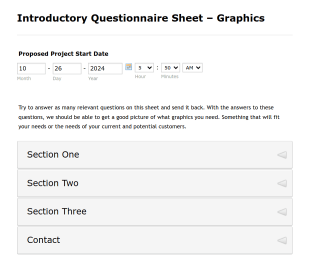 Introductory Questionnaire Sheet For Graphics Form Template