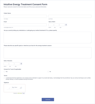 Intuitive Energy Treatment Consent Form Template