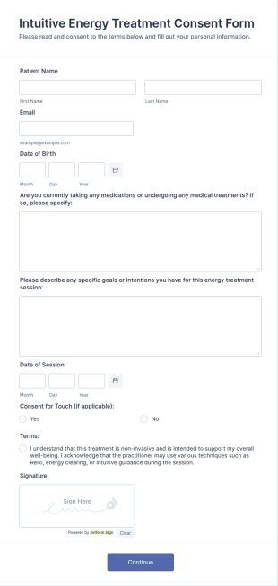 Intuitive Energy Treatment Consent Form Template