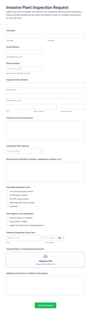 Invasive Plant Inspection Request Form Template