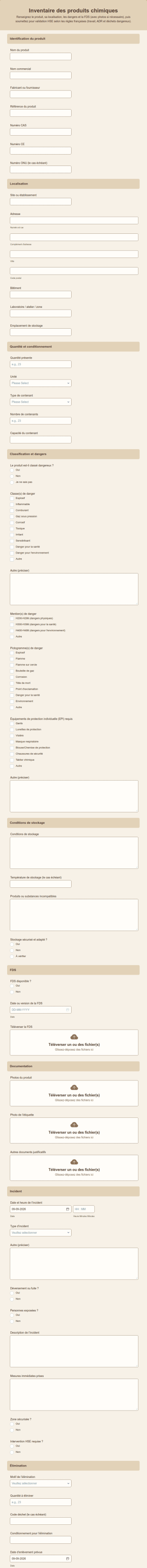Inventaire Produits Chimiques
