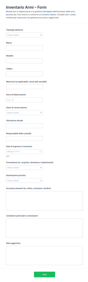 Inventario Armi Checklist