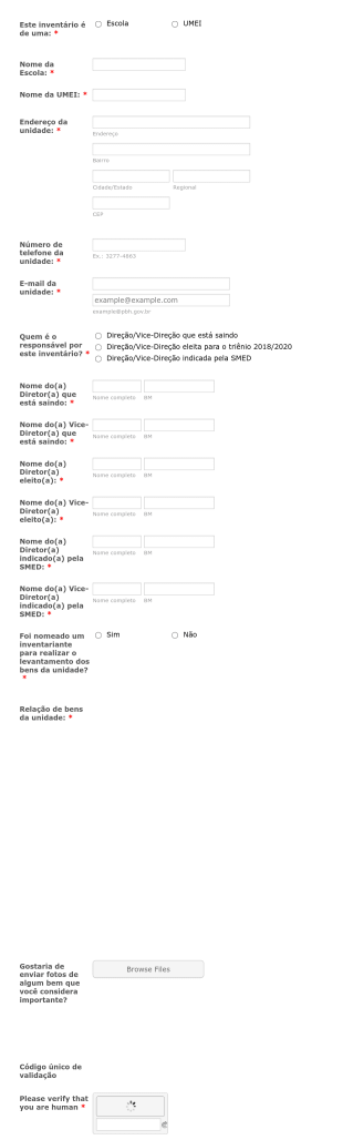 Inventário De Transição Patrimonial Das Unidades Da RME Form Template