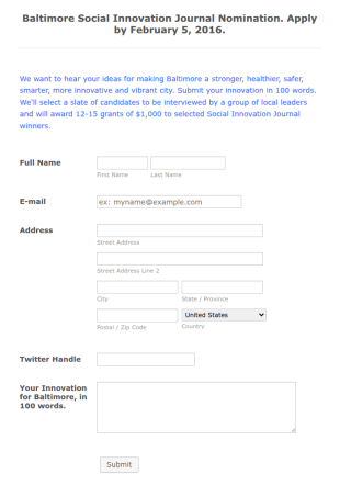 Invention Contest Entry Form Template