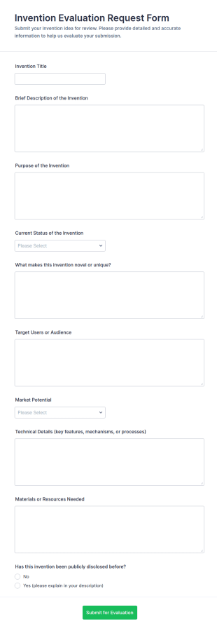 Invention Evaluation Request Form Template