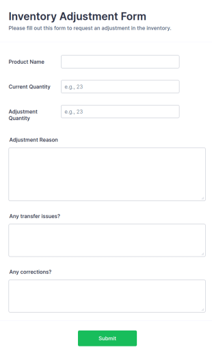 Inventory Adjustment Form Template
