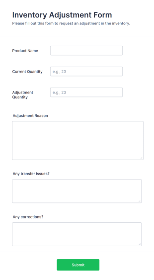 Inventory Adjustment Form Template