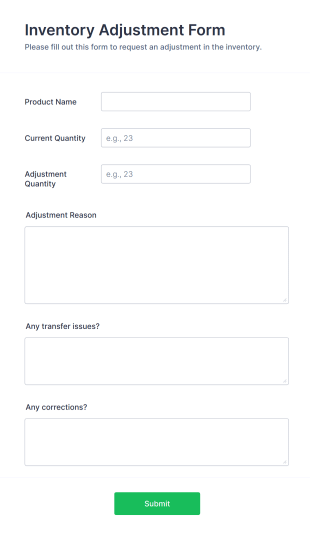 Inventory Adjustment Form Template