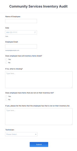 Inventory Audit Checklist Form Template