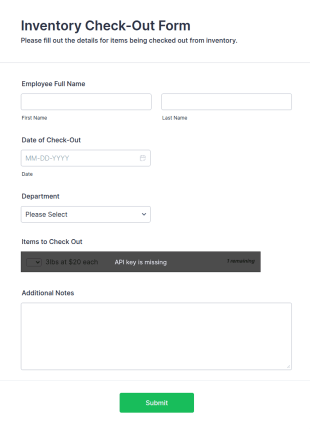 Inventory Check Out Form Template