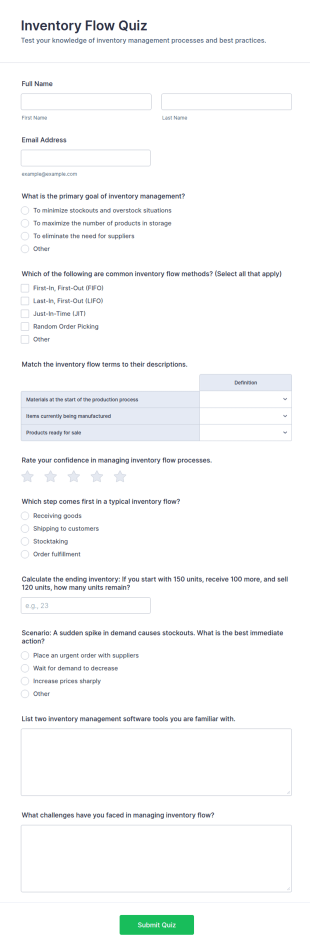 Inventory Flow Quiz Form Template