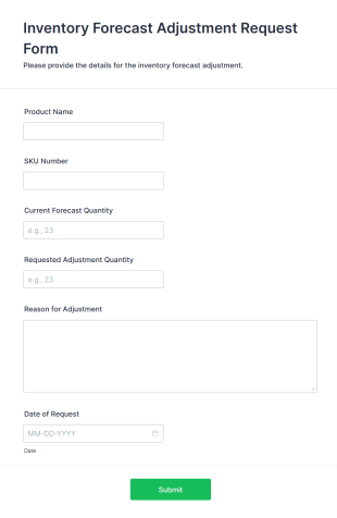 Inventory Forecast Adjustment Request Form Template
