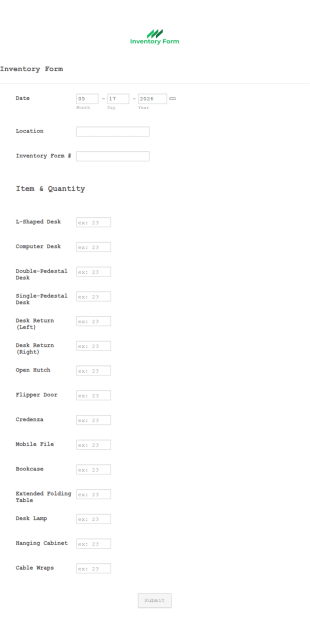Inventory Form Template
