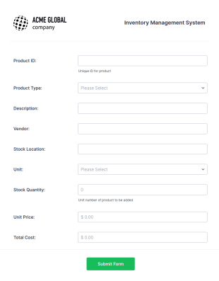 Inventory Management Form Template
