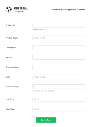Inventory Management Form Template
