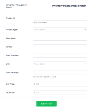 Inventory Management Form Template
