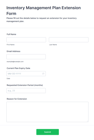 Inventory Management Plan Extension Form Template